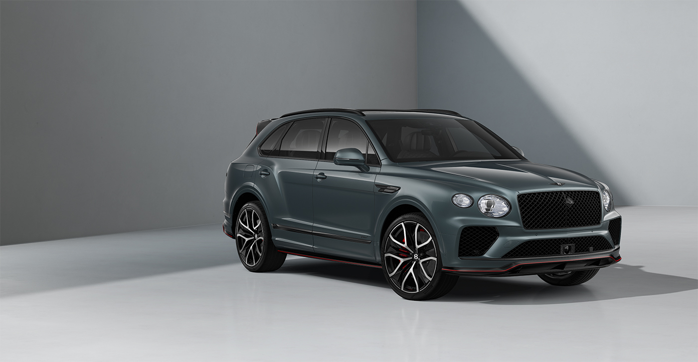 Feser-Graf Exclusive Cars GmbH | Bentley Nürnberg Bentley Bentayga Speed SUV in Storm Grey Satin paint and 23" Black Painted and Bright Machined Wheels – front 3/4
