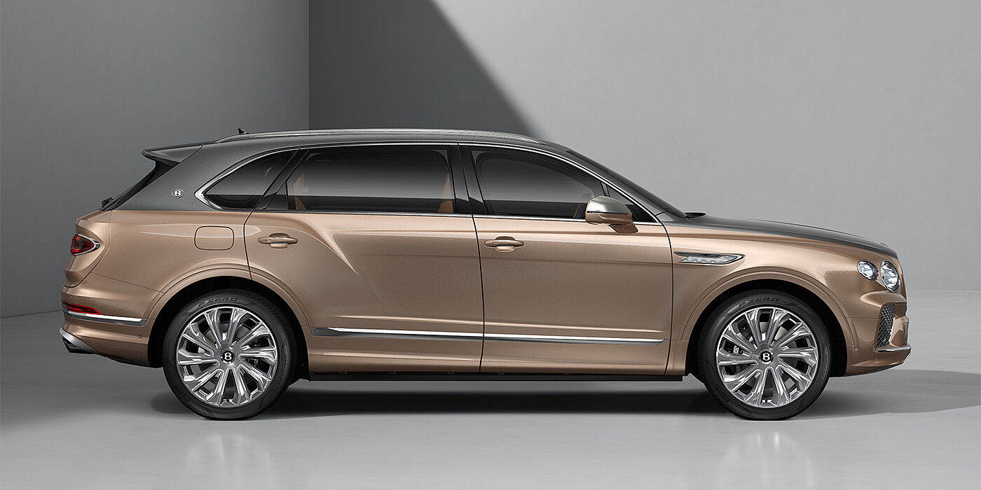 Feser-Graf Exclusive Cars GmbH | Bentley Nürnberg Bentley Bentayga EWB Mulliner SUV in Magnetic and Rose Gold paint and 22" Mulliner wheels profile