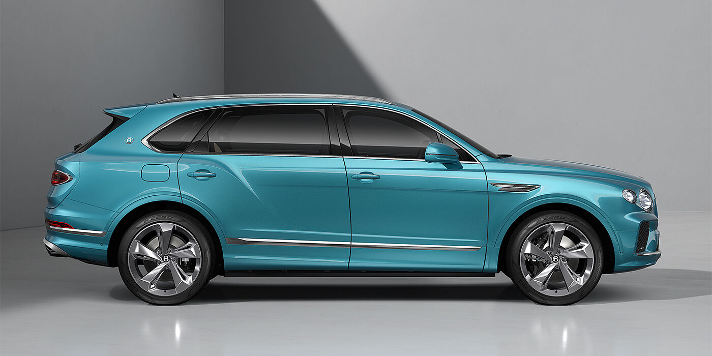 Feser-Graf Exclusive Cars GmbH | Bentley Nürnberg Bentley Bentayga EWB SUV in Light Windsor Blue paint and 22" Five Spoke Directional Polished wheels - profile