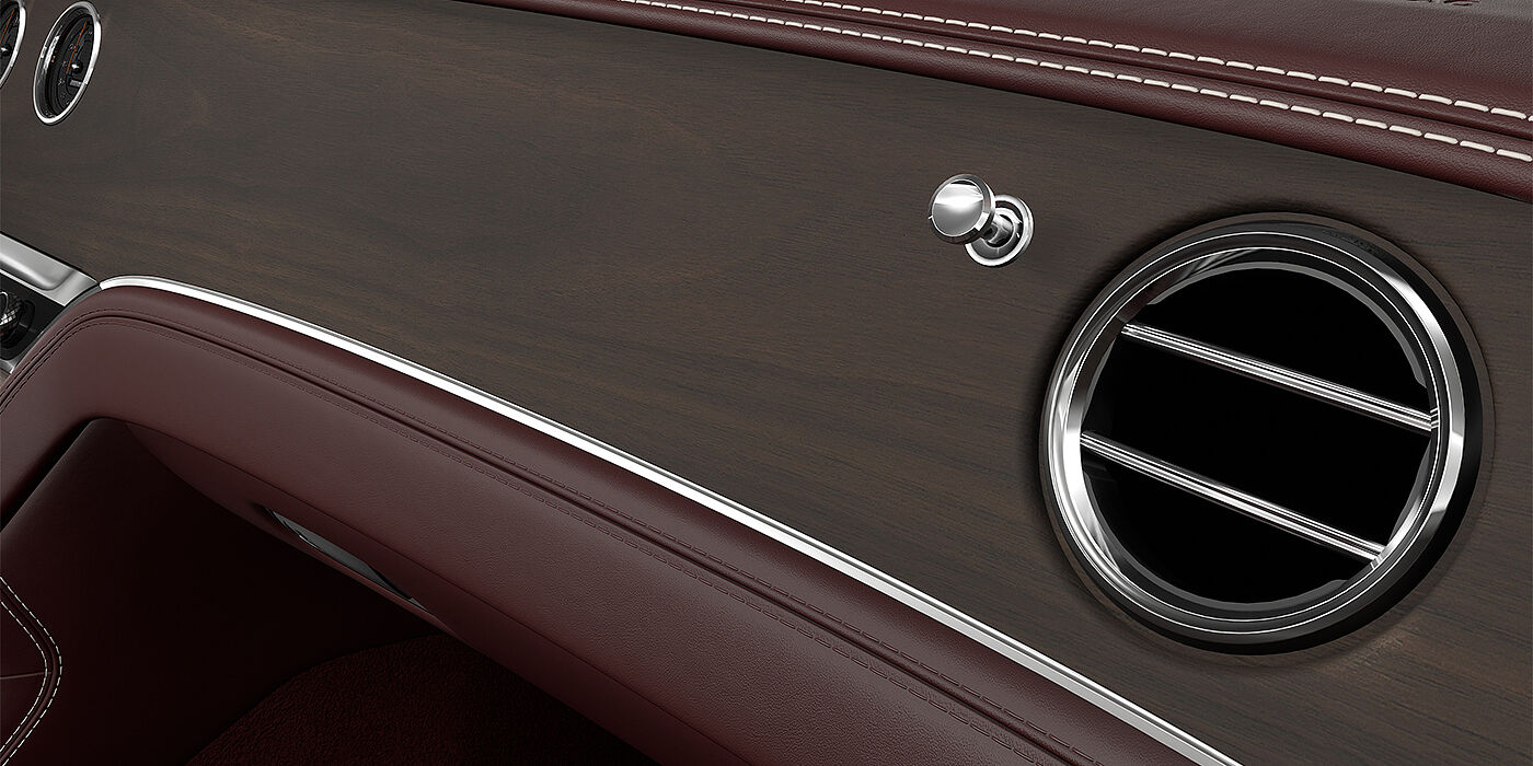 Feser-Graf Exclusive Cars GmbH | Bentley Nürnberg Bentley Continental GT coupe veneer detail in Open Pore Crown Cut Walnut