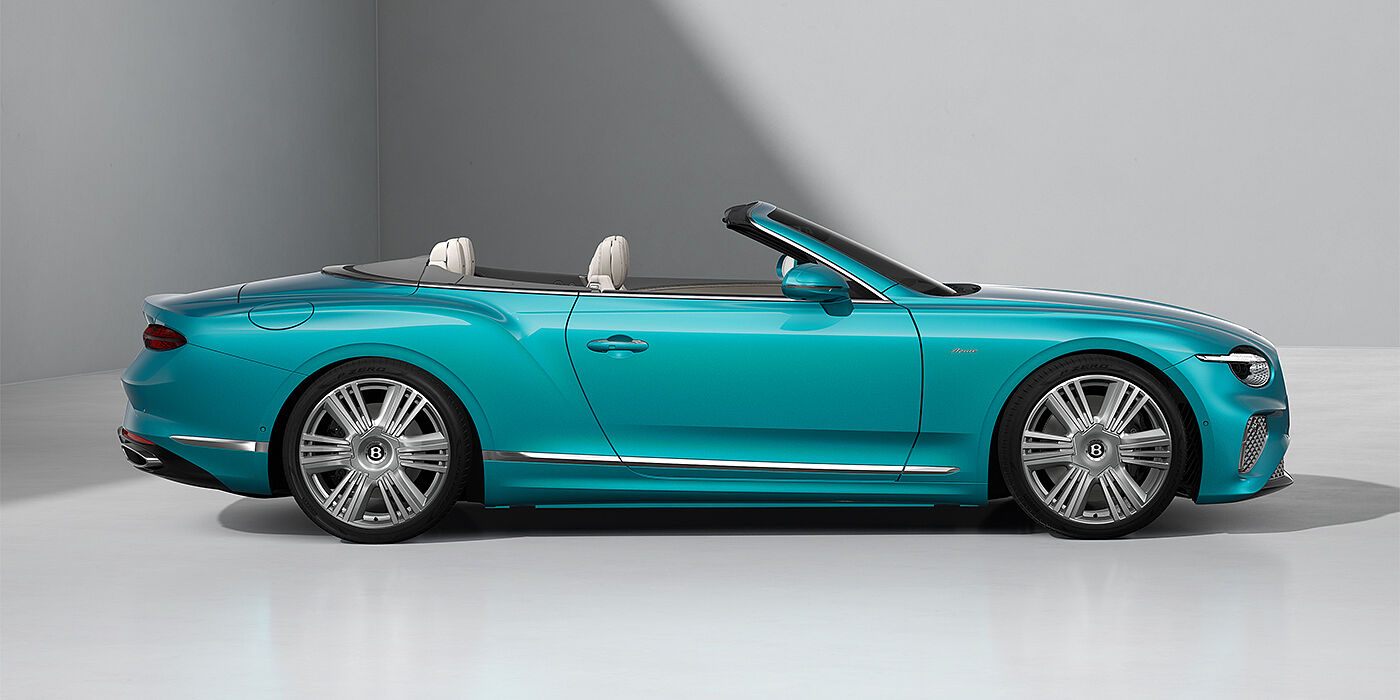 Feser-Graf Exclusive Cars GmbH | Bentley Nürnberg Bentley Continental GTC Azure convertible in Topaz Blue paint and 22" Azure wheels - profile