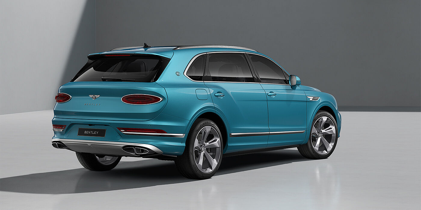Feser-Graf Exclusive Cars GmbH | Bentley Nürnberg Bentley Bentayga EWB SUV in Light Windsor Blue paint and 22" Five Spoke Directional Polished wheels - rear ¾