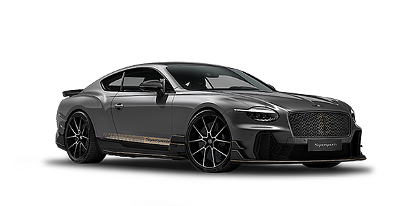 Feser-Graf Exclusive Cars GmbH | Bentley Nürnberg Bentley Supersports front three quarter in "Nightfall" Design theme with Anthracite gloss exterior paint, Camel accents and Camel and Beluga black striping.
