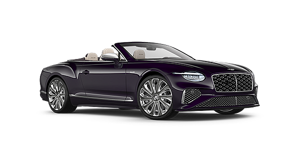 Feser-Graf Exclusive Cars GmbH | Bentley Nürnberg Bentley New Continental GTC Mulliner convertible front three quarter view in Damson paint with 22 inch Mulliner painted and polished wheel