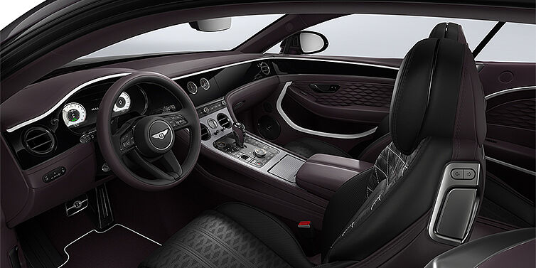 Feser-Graf Exclusive Cars GmbH | Bentley Nürnberg Bentley Continental GT Mulliner coupe front interior in Beluga black and Damson hides with white accent hide