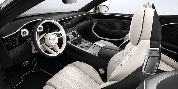 Feser-Graf Exclusive Cars GmbH | Bentley Nürnberg Bentley Continental GTC Mulliner convertible front interior in Linen and Beluga black hides with Breeze accent hide