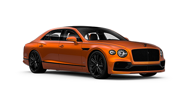 Feser-Graf Exclusive Cars GmbH | Bentley Nürnberg Bentley Flying Spur Speed front side angled view in Orange Flame coloured exterior. 