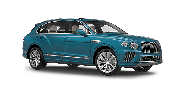 Feser-Graf Exclusive Cars GmbH | Bentley Nürnberg Bentayga Extended Wheelbase Azure luxury SUV front three quarter in Topaz Blue by Mulliner paint