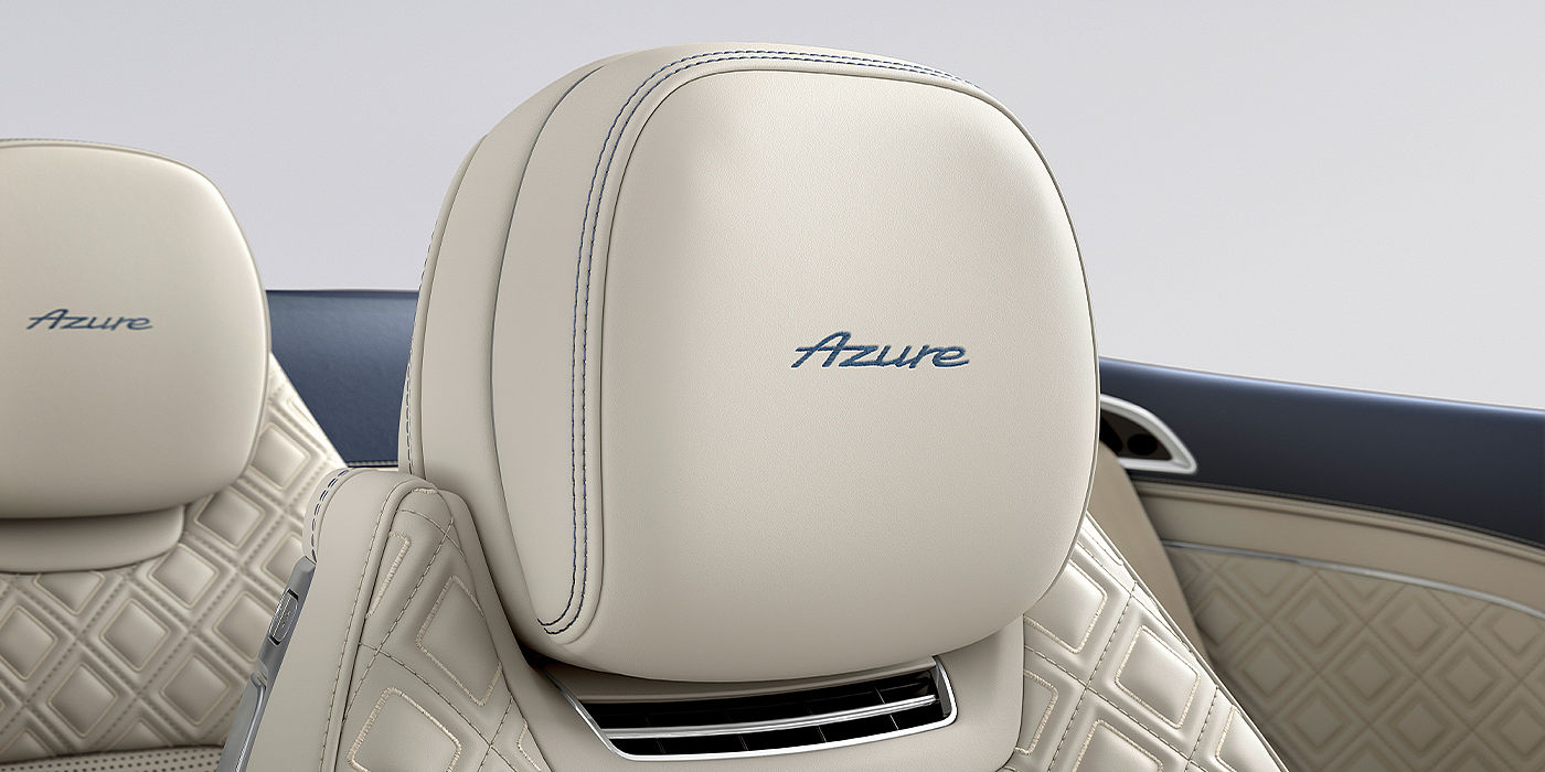 Emil Frey Exclusive Cars GmbH | Bentley Nürnberg Bentley Continental GTC Azure convertible seat detail in Linen hide with Azure emblem