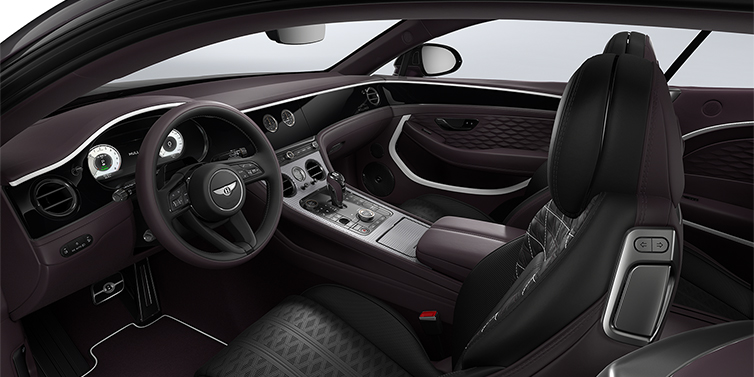 Feser-Graf Exclusive Cars GmbH | Bentley Nürnberg Bentley Continental GT Mulliner coupe front interior in Beluga black and Damson hides with white accent hide